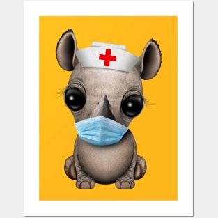 Cute Baby Rhino Nurse Posters and Art